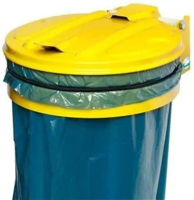 PROREGAL Wandhalterung aus Stahl mit Gummiband und Metall Deckel, Farbe: Gelb, B: 37 cm, T: 46,5 cm - Bild 1