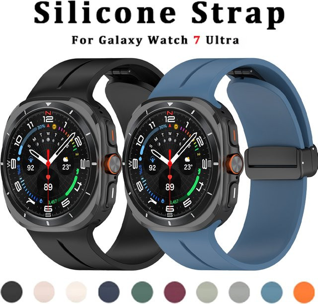Uhrenarmband Silikon, Magnetschnalle, Schwarz, Samsung Galaxy Watch 7 Ultra 47 mm - Bild 1