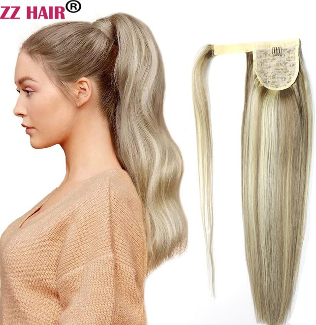 ZZHAIR Echthaarverlängerungen Clip-in, gerade, 60 g, 40,6–61 cm - Bild 1