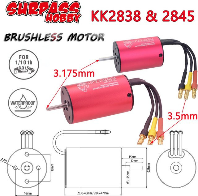 SurpassHobby Bürstenloser Motor, Wasserdicht, 3,175 mm Welle - Bild 1