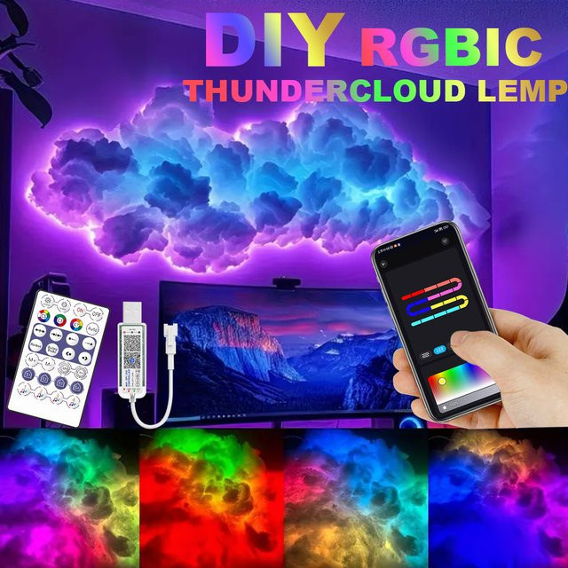 Acosh Neon LED Wolkenlicht mit 3D-Blitzlicht, mehrfarbig, App-Steuerung und Musik-Synchronisierung für deine Heimdekoration - Bild 1