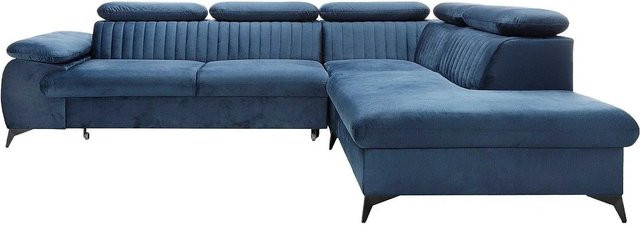 Schlafsofa Samara von Pascal Morabito in Marineblau mit L-Form und Samtbezug, Breite: 275 cm - Bild 1