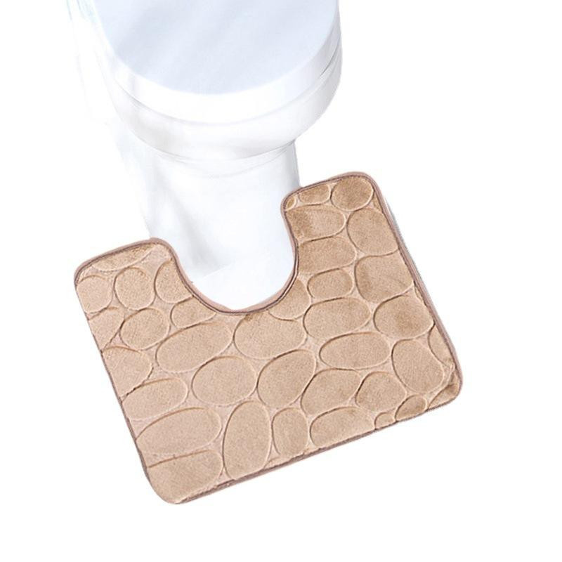U-förmige Toilettenmatte von Yiran Furniture in Beige mit Blumenmuster, saugfähig und rutschfest, Breite: 40 cm, Tiefe: 50 cm - Bild 1