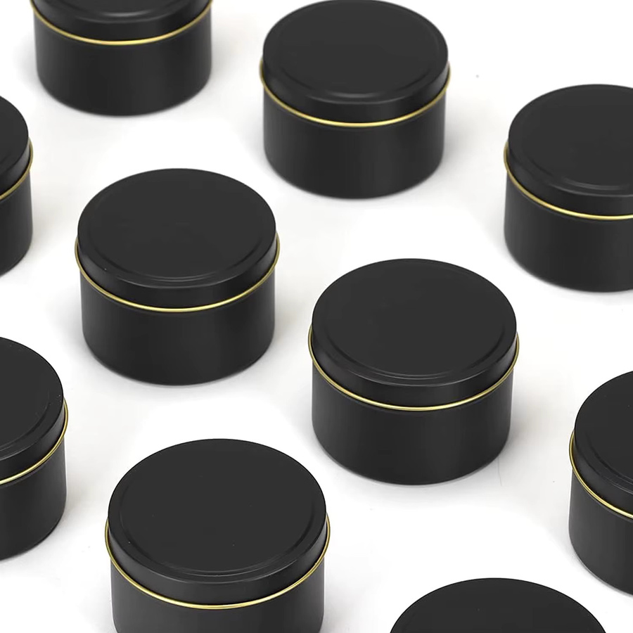 Set aus 12 runden Kerzendosen mit Deckel in Schwarz und Silber, 4 oz und 8 oz Kerzenbehälter für deine DIY-Kerzenherstellung - Bild 4