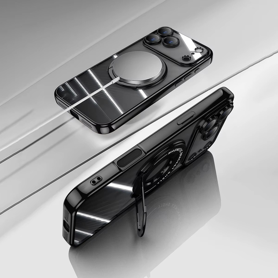 LICOERS Magnetische MagSafe Schutzhülle für iPhone 17 Pro Max, 17 Pro und 17 Pro Air mit Plating-Effekt und Kameraschutz, Transparent oder Schwarz - Bild 2