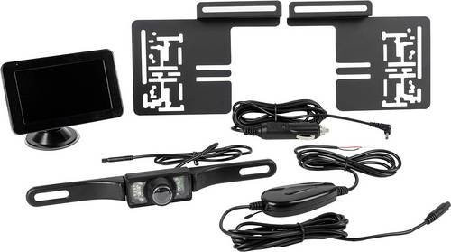 Eufab Funk-Rückfahrvideosystem mit Bluetooth, Abstandshilfslinien, Saugfuß und Kennzeichenhalter in Schwarz - Bild 1