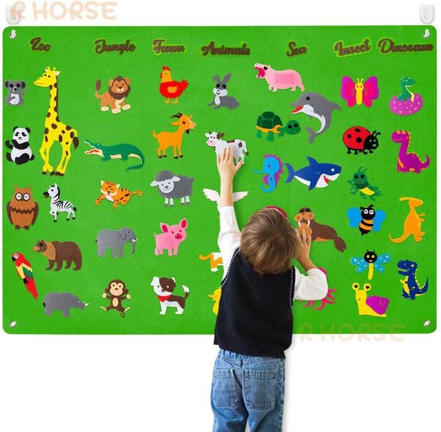 Kidsly Filzbrett-Geschichten-Set Montessori Ozean-Farm Insekten-Tierfamilie, interaktives Vorschul-Lernspielzeug - Bild 1