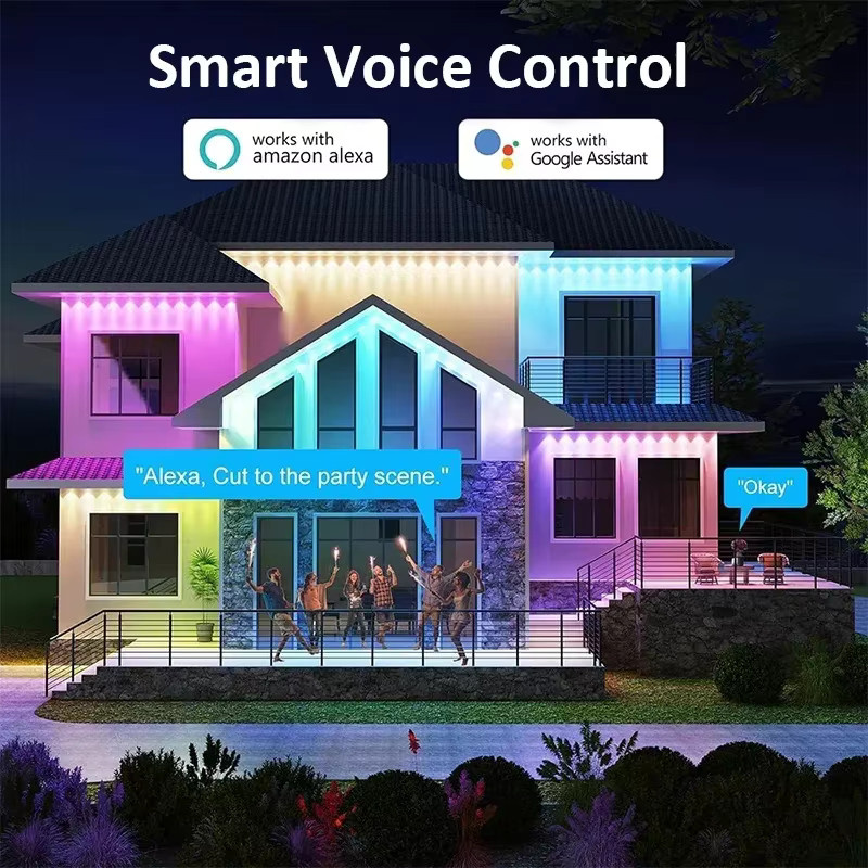 TLEDMP Smart RGBIC LED Traufenkette mit WIFI, Wasserdichte Outdoor Lichterkette für Party und Hochzeit, kompatibel mit Alexa und Google Assistant, Multicolour - Bild 2
