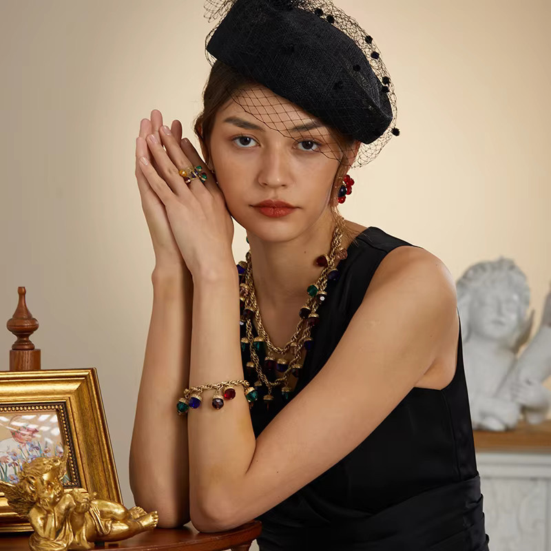 STALAIT Armband, mehrfarbige Kristallkette, 18 Karat vergoldet, Damen - Bild 2