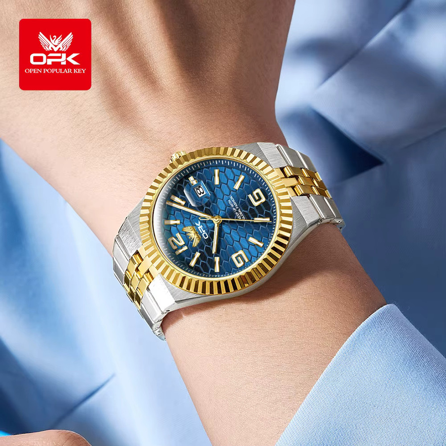OLEVS Armbanduhr Edelstahl, Automatik, Blau, Herren - Bild 3