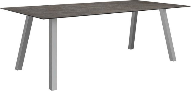 Stern Tisch Interno mit Edelstahl Vierkantrohr und Silverstar 2.0 Stone Platte in Silver/Grey, B: 220 cm, T: 100 cm - Bild 1