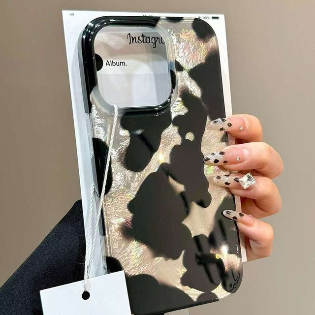 Wolkerfly Laser-Telefonhülle mit Gradient Ink Marks und Leopardenmuster in Multicolour für iPhone 17 16 15 14 13 12 11 Pro Max XS XR 7 8 Plus - Bild 1