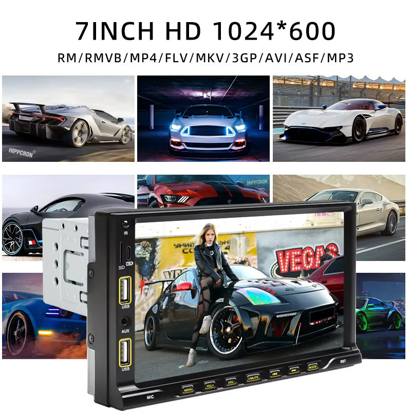 Hippcron 1Din MP5 Multimedia-Player mit 7 Zoll Touchscreen, Bluetooth, USB und FM Aux-Eingang in Schwarz - Bild 5