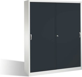 C+P Aktenschrank Acurado mit Schiebetüren, 2 x 5 Ordnerhöhen, Korpus Lichtgrau und Front Schwarzgrau, H x B x T: 195 x 160 x 40 cm - Bild 1