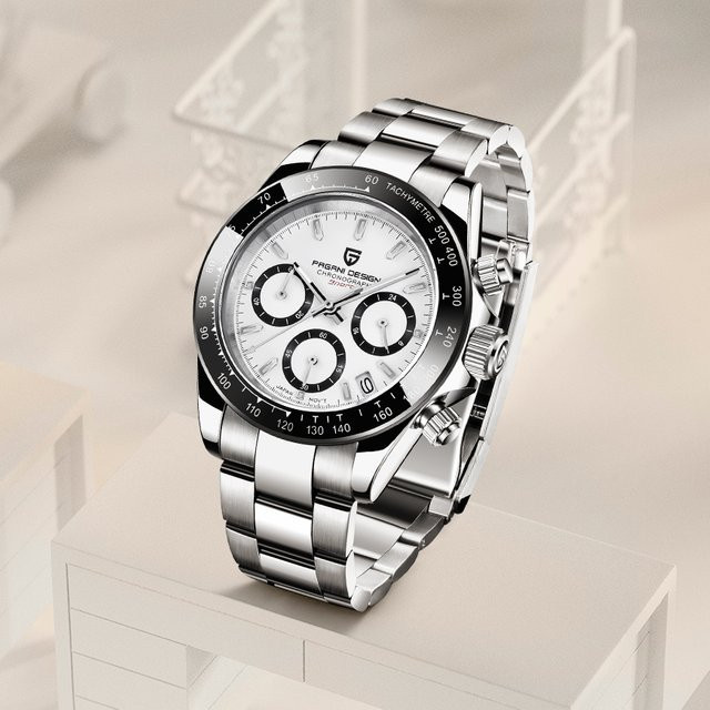 PAGANI DESIGN Chronograph, Quarz, Edelstahl, Silber, Weiß, Herren - Bild 1