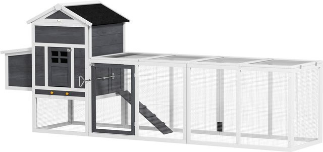 PawHut Hühnerstall aus Massivholz in Weiß mit Legenest und Nistkasten für 3–6 Hühner - Bild 1