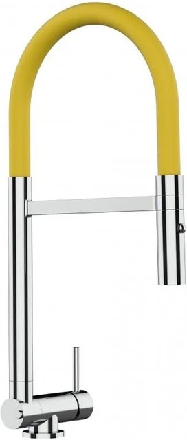 VIZIO Küchenarmatur für Vorfenster in Gelb mit 360 Grad schwenkbarem Auslauf und abnehmbarer 2-Strahl Handbrause, verchromt, Höhe: 45 cm - Bild 1