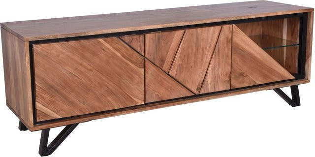 DELUKE TV-Schrank EBBA aus Akazienholz in Akazienbraun, H x B x T: 150 x 51 x 40 cm - Bild 1