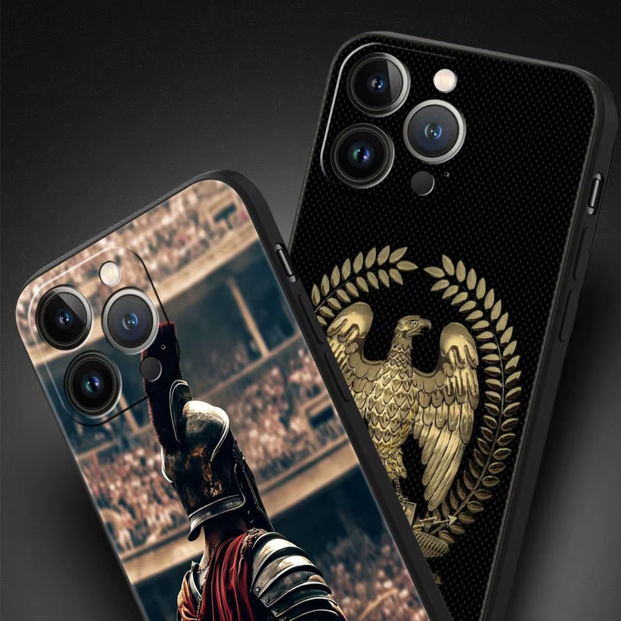 Luxus-Handyhülle mit römischem Empire-Emblem für Apple iPhone Modelle, weiche TPU-Abdeckung, Schwarz - Bild 2