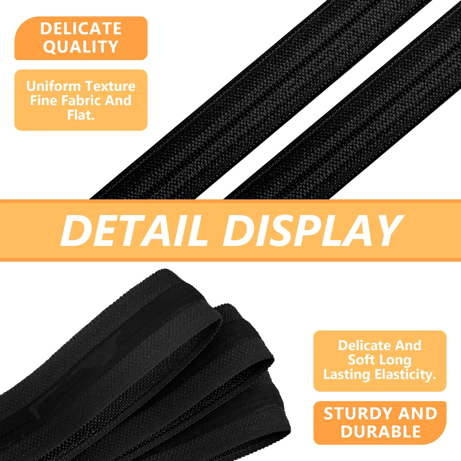 Elastisches Silikon-Gummiband in Schwarz für DIY-Kleidungszubehör und Haarschleifen - Bild 4