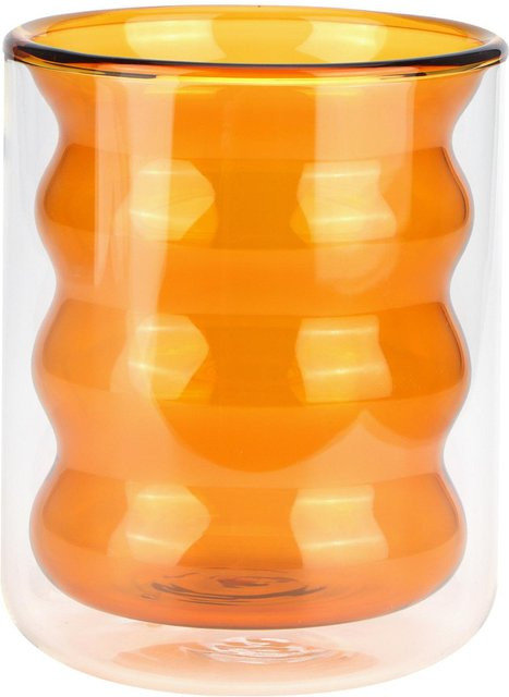 CosyHome Doppelwandige Glastasse mit 3D-Spiraldesign, Hitzebeständig, 200 ml, Blau und Orange - Bild 1