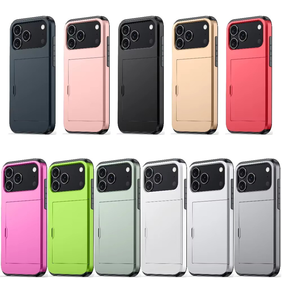 Robuste Handyhülle mit Kartenhalter und Brieftaschenfunktion für Apple iPhone 17 16 Plus 15 Pro Max 14 13 12 11 in Silber und Pink - Bild 5