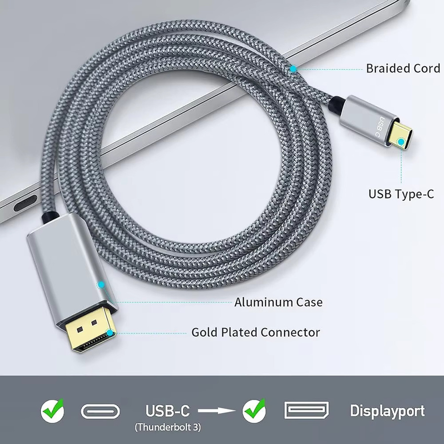 DIXSG USB-C auf DisplayPort 1.4 Adapter für 8K 60Hz, 32,4 Gbit/s Video-Adapter für PC, Laptop und TV - Bild 3