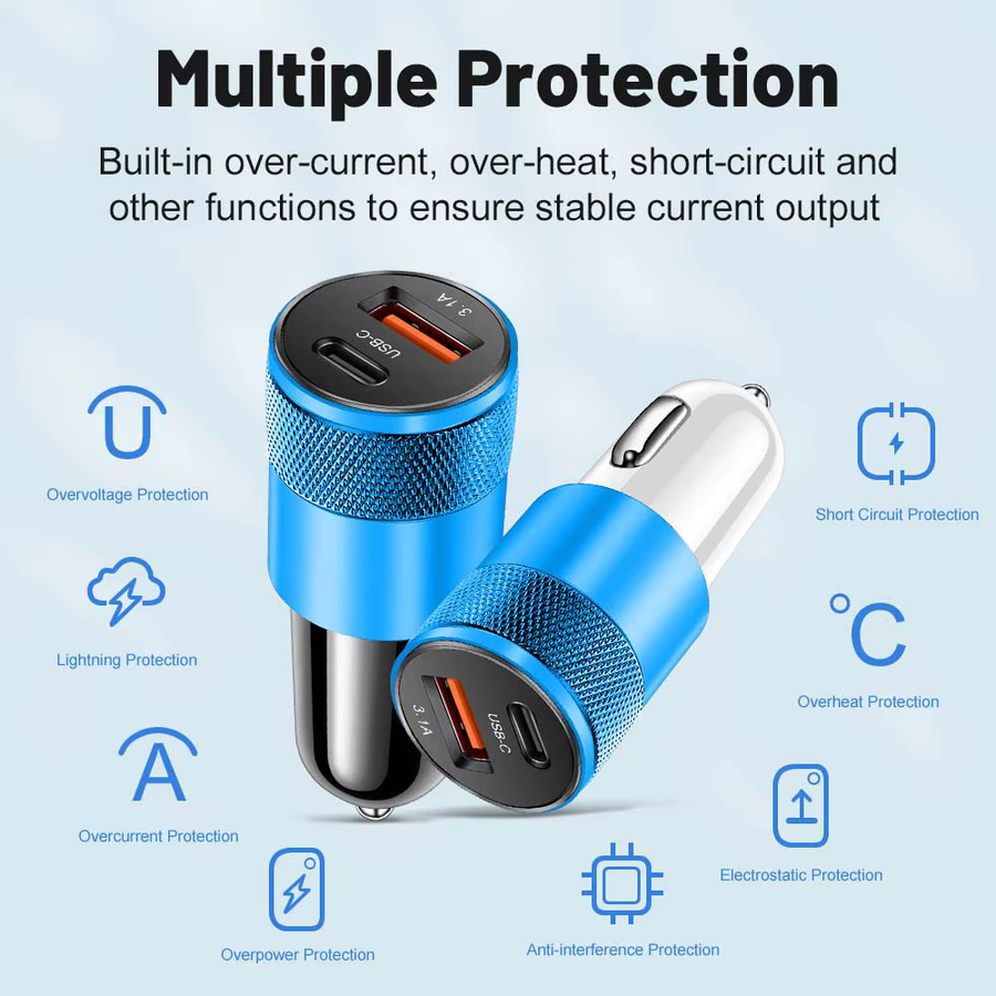 Auto Ladegerät für Zigarettenanzünder mit USB-Typ-C Schnellladebuchse 3,1 A Adapter - Bild 3