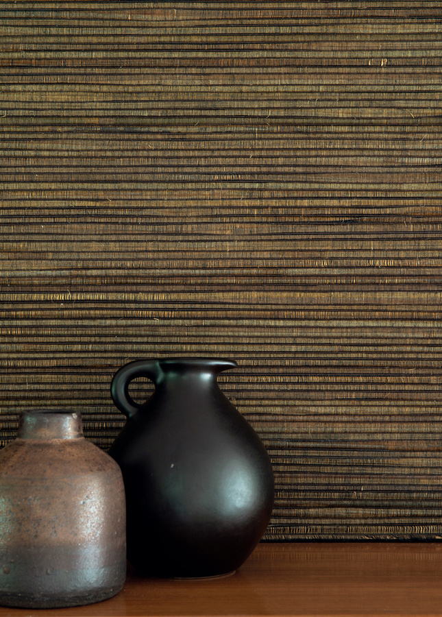 CMO Paris Tapete Rotin in Bronze mit Natur-Design und Streifenmuster aus Vlies - Bild 1