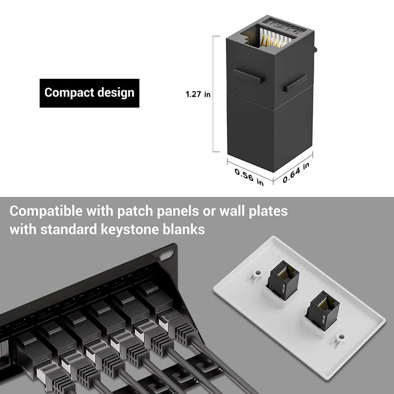 Natalink 10er Set Keystone Jack RJ45 Inline Koppler Schwarz für Cat7, CAT6A, CAT6 und CAT5E Buchse auf Buchse - Bild 5