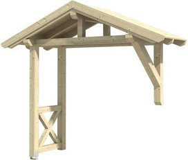 Skan Holz Haustür-Vordach Stralsund 3 aus nordischer Fichte in Natur Beige, Breite: 289 cm, Tiefe: 116 cm - Bild 1