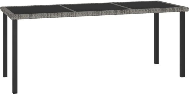 vidaXL Garten-Esstisch aus Poly-Rattan und gehärtetem Glas in Grau, B/T/H: 180 x 70 x 73 cm - Bild 1