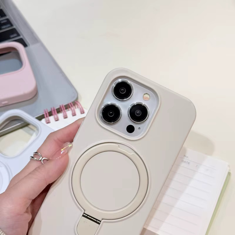 Silikon Hülle für Apple iPhone 12 bis 16 Pro Max mit MagSafe Magnetring und Ständer in Blau - Bild 1