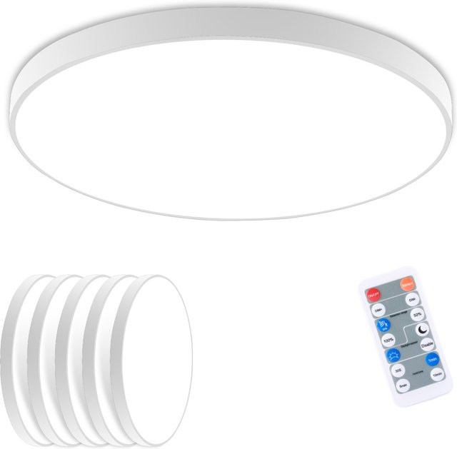 5er Set Oraymin LED-Deckenleuchten mit Radar-Sensor und Fernbedienung, 18W, 1800LM, 4000K, IP54, Weiß, Durchmesser: 23 cm - Bild 1