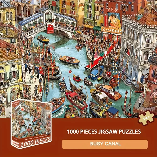 MaxRenard Busy Canal Cartoon-Puzzle, 1000 Teile - Bild 1