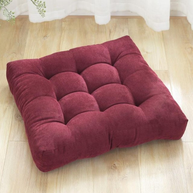 Getuftetes Cord Bodenkissen von Yiran bag in Rot, quadratisches Sitzkissen für Erwachsene und Kinder, B/B/B: 45 x 45 x 45 cm - Bild 1
