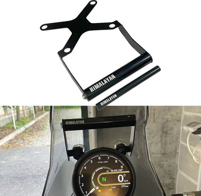 Motorrad-Handyhalterung und GPS-Navigationsplatte für Himalayan 450 (Modelle 2024-2025) in Schwarz - Bild 1