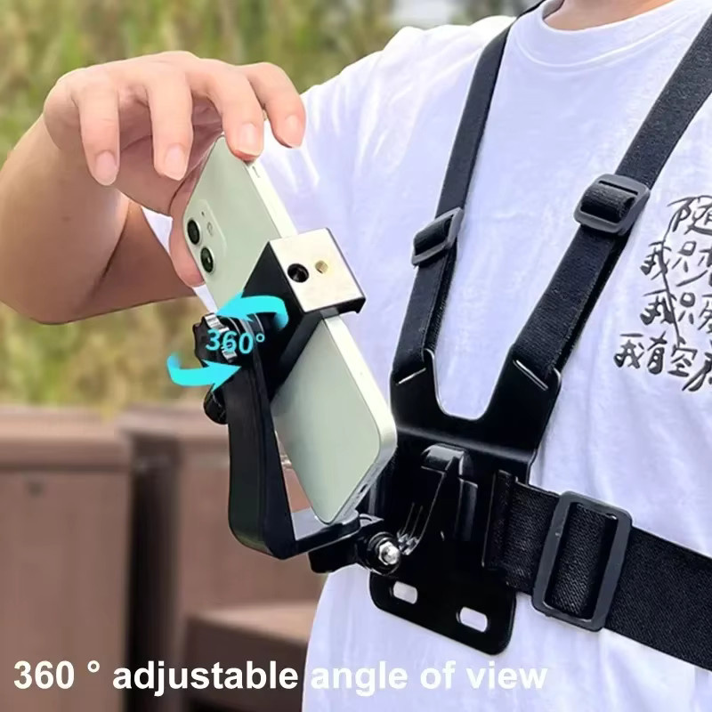 VIKEFON 5-in-1 Montagehalter für Mobiltelefone mit Brustgurt für Videoaufnahmen und Live-Übertragungen, Schwarz - Bild 2