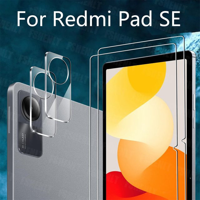 Xiaomi Redmi Pad SE Displayschutzfolie aus gehärtetem Glas mit Rückkamera-Schutz, transparent, 9H Härtegrad - Bild 1