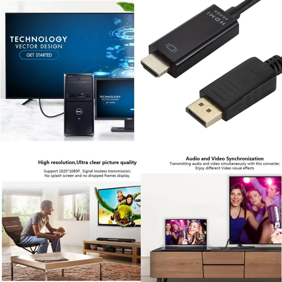 LccKaa DisplayPort zu HDMI Kabel 4K DP zu HDMI Adapter in Schwarz, Länge: 1,8 m - Bild 4