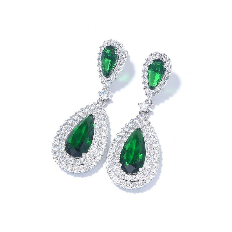 YIRAN Jewelry Ohrringe, rosarote Tropfen, Zirkonia, Silber, Damen - Bild 1