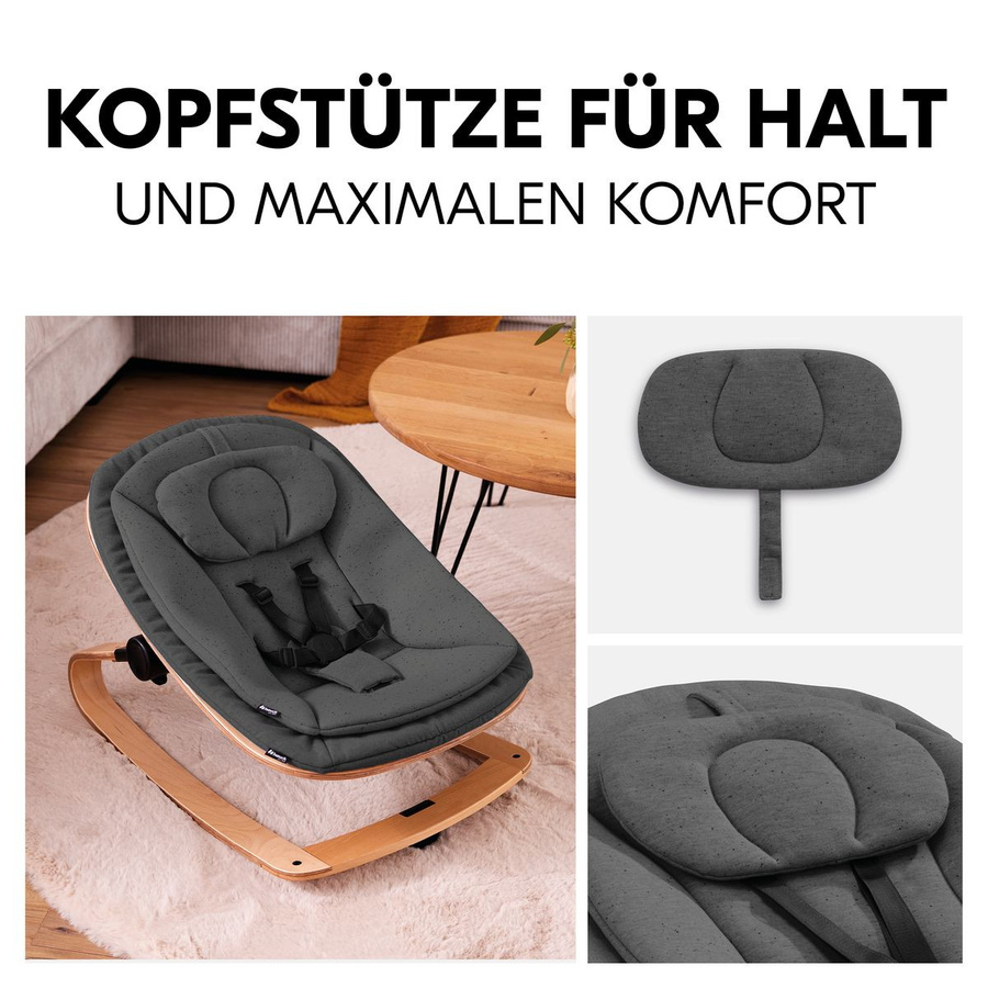 Hauck Alpha Plus 4-tlg. Newborn Set Hochstuhl mit Neugeborenenaufsatz Wippe Eco und Baby Seat in Grau - Bild 5