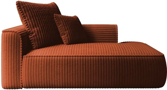 Vente-unique Recamiere Pineta ohne Schlaffunktion in Terracotta mit Cord-Bezug, Breite: 180 cm - Bild 1
