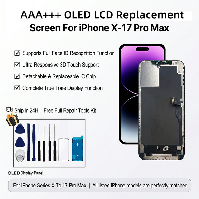 Apple OLED-Display mit LCD-Digitizer-Baugruppe für iPhone 11 Pro bis iPhone 17 Pro Max in Schwarz - Bild 1