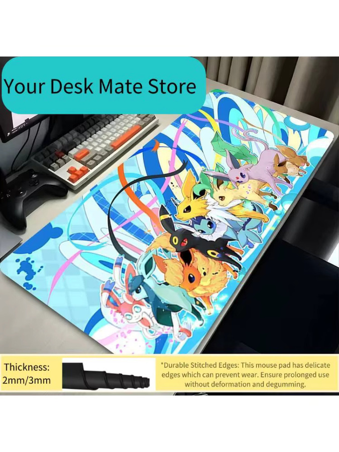 Potdemiel Gaming-Mauspad mit All Eevee Evolutions Anime Design, wasserdicht und rutschfest, Multicolour - Bild 2