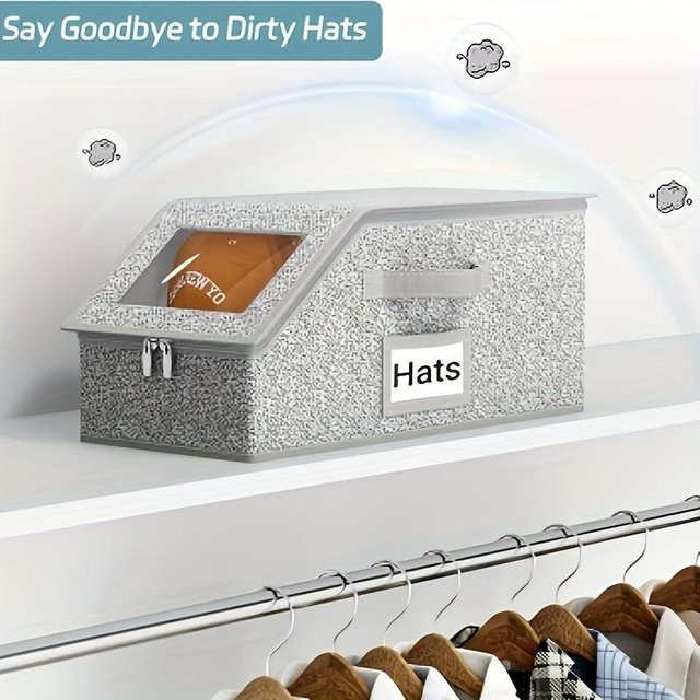 Stapelbare Baseballkappen-Aufbewahrungsbox von YC Direct in Grau mit transparentem Fenster - Bild 1