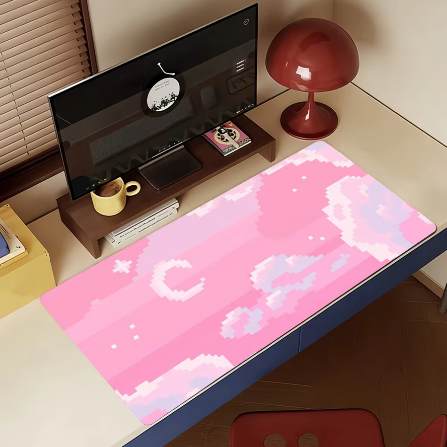 Art Dreamy Pastel Clouds Mauspad in Pink und Multicolour, rutschfeste Gamer-Schreibtischunterlage für Laptop und Büro - Bild 3