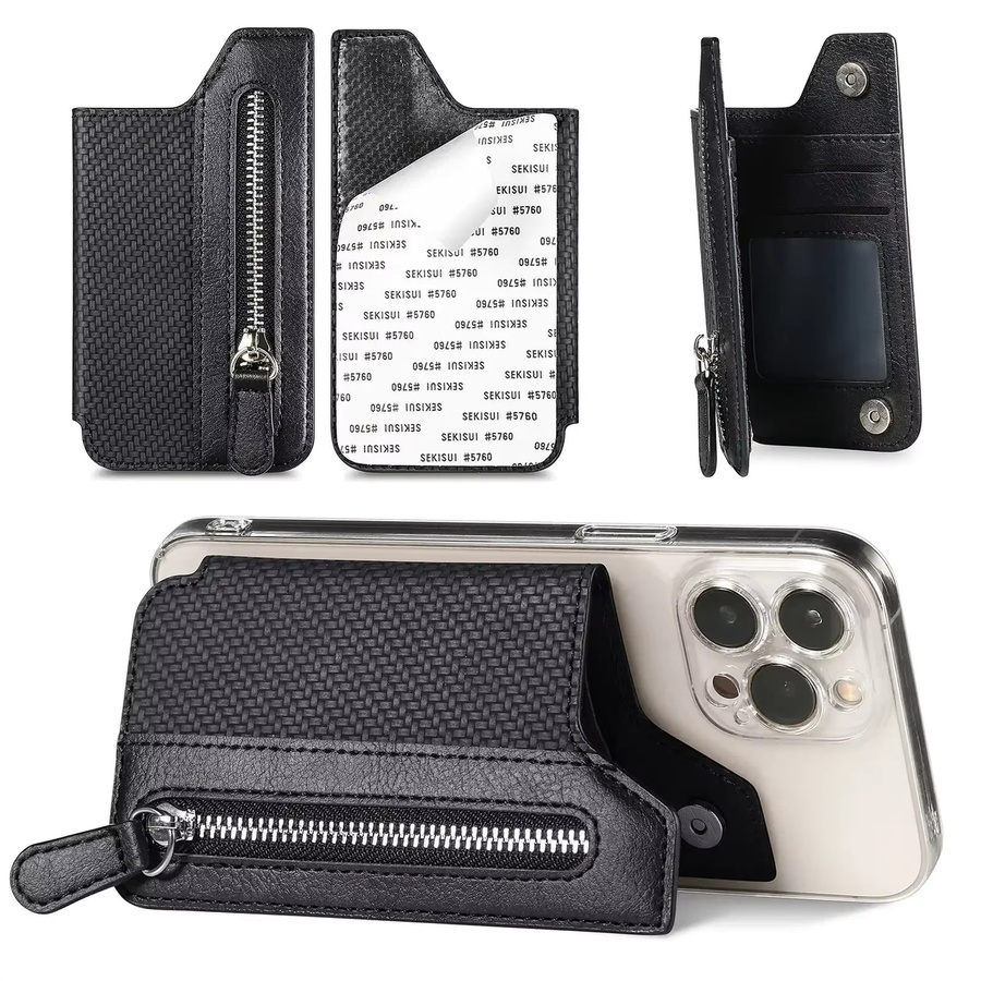 DIENQI Leder Brieftasche mit Kartenhalter und Magnetverschluss für iPhone und Samsung in Schwarz - Bild 2