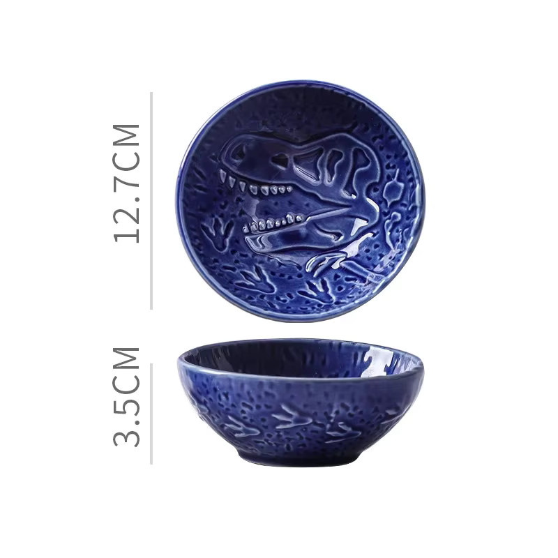 Retro Keramik Dipping Dish mit Dinosaurier-Glasur für Sojasauce und Snacks, Breite: 12,7 cm, Höhe: 3,5 cm - Bild 4