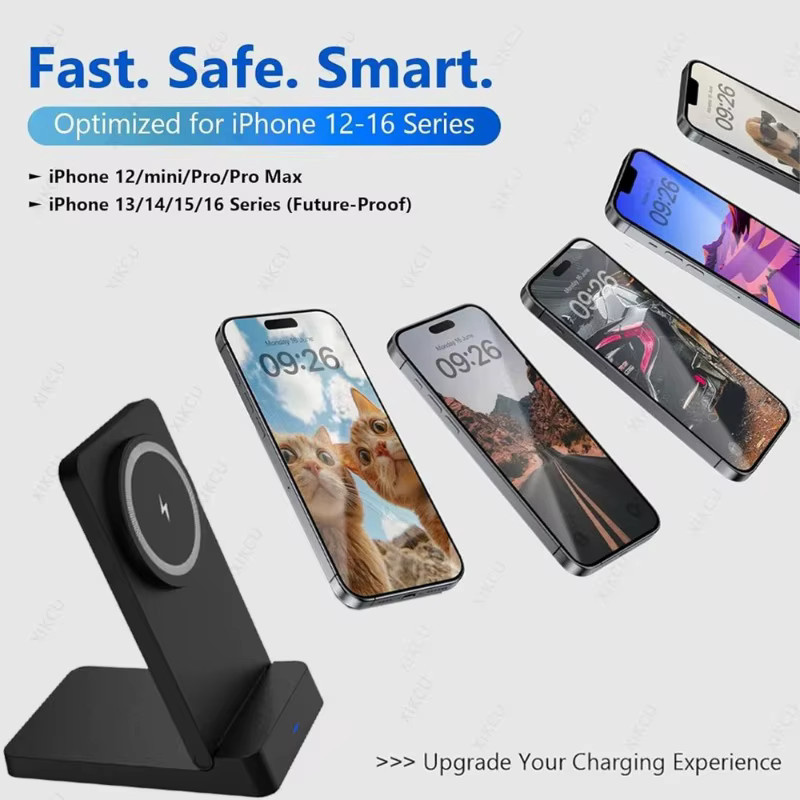 VIKEFON Magnetisches kabelloses Ladegerät mit intelligenter Wärmeableitung für MagSafe iPhone und Android, Schwarz - Bild 4